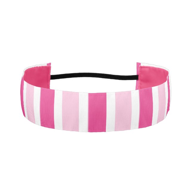 Cute Pink & White Stripes  Athletic Headband (Front)