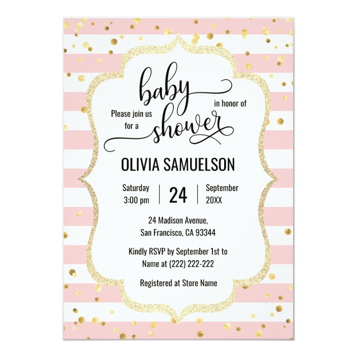 pink white and gold baby shower