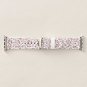 Cute pink white vintage floral design apple watch band