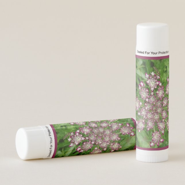 Cute Pink White Wildflowers Lip Balm (Front)