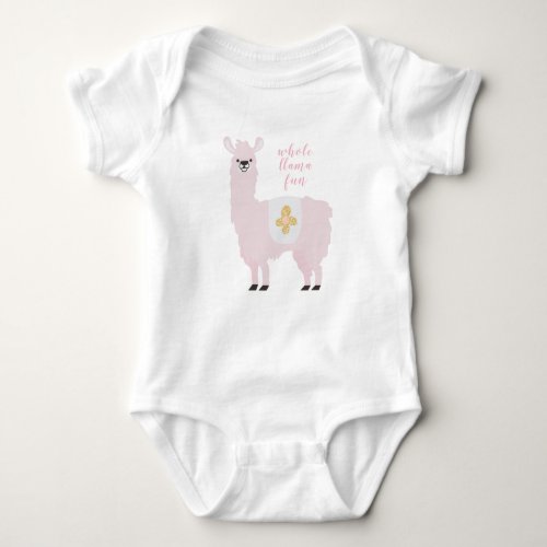 Cute Pink Whole Llama Fun Baby Baby Bodysuit