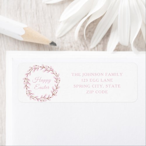 Cute Pink Willow Happy Easter Address Label