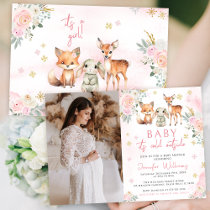 Cute pink winter baby girl shower photo invitation