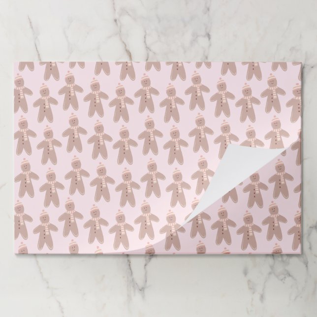 Cute pink winter gingerbread men paper pad (Folded)