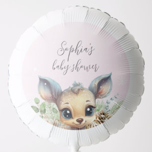 Cute Pink Winter Little Deer Baby Shower Balloon