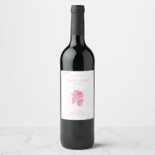 Cute Pink Winter Snowflake Ballerina Baby Shower  Wine Label