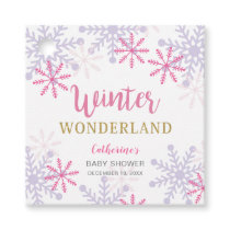 Cute Pink Winter Wonderland Baby Shower Snowflakes Favor Tags