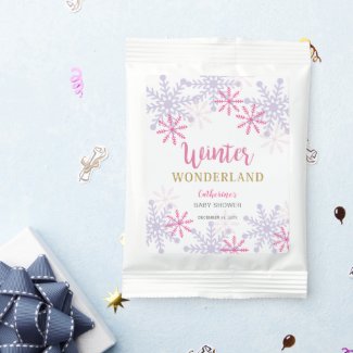 Cute Pink Winter Wonderland Baby Shower Snowflakes Hot Chocolate Drink Mix