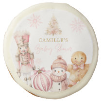 Cute Pink Winter Wonderland Baby Shower Sugar Cookie