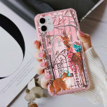 Cute pink Winter Woodland girly Holiday iPhone 13 Case<br><div class="desc">Cute pink winter woodland animals fox and deer with birds forest.</div>