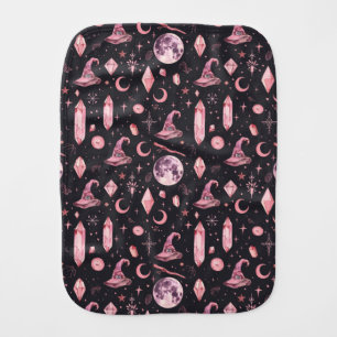 Cute Pink Witchy  Baby Burp Cloth