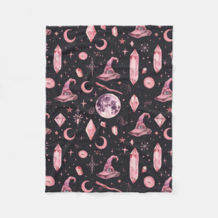 Cute Pink Witchy Fleece Blanket