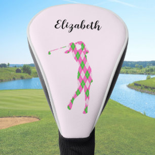 Cute Pink Women Golfer Create Your Own Golf Head Cover
