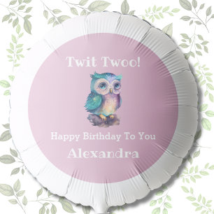 Cute Pink Woodland Animal Owl Birthday Balloon