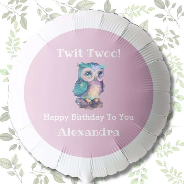 Cute Pink Woodland Animal Owl Birthday Balloon (Creator Uploaded)