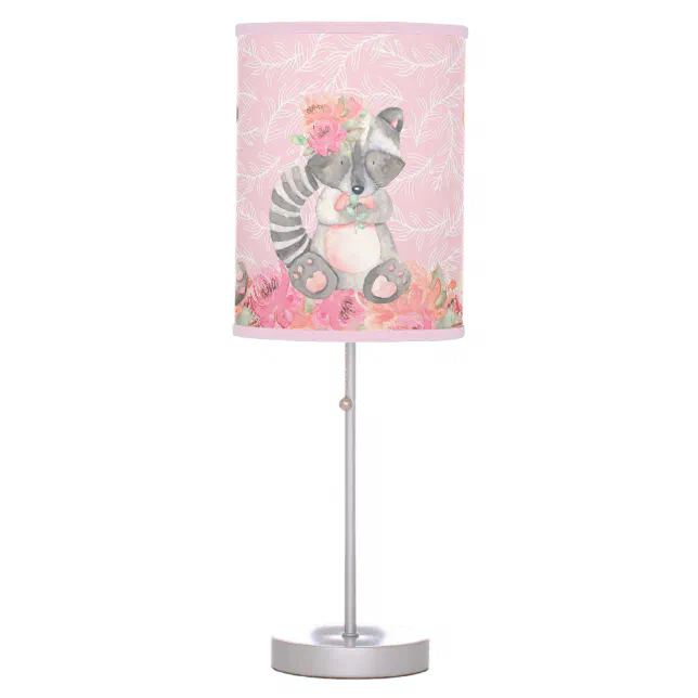 Cute Pink Woodland Animals Baby Nursery Table Lamp Zazzle