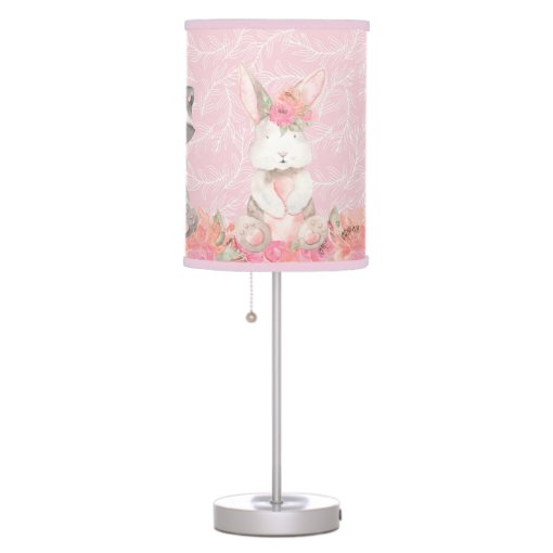 Cute Pink Woodland Animals Baby Nursery Table Lamp Zazzle