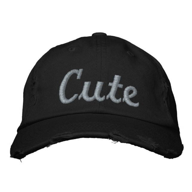Cute Pink Word Print Embroidered Baseball Cap (Front)