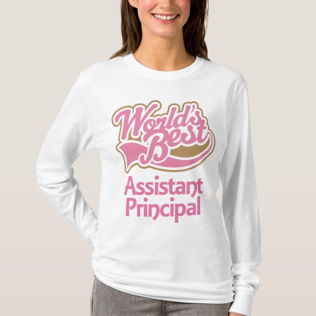 Cute Pink Worlds Best Assistant Principal T-Shirt (Front)