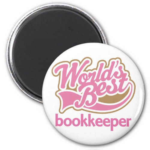 Cute Pink Worlds Best Bookkeeper Magnet