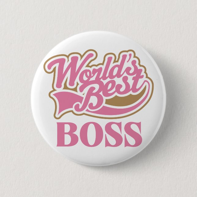 Cute Pink Worlds Best Boss Button (Front)