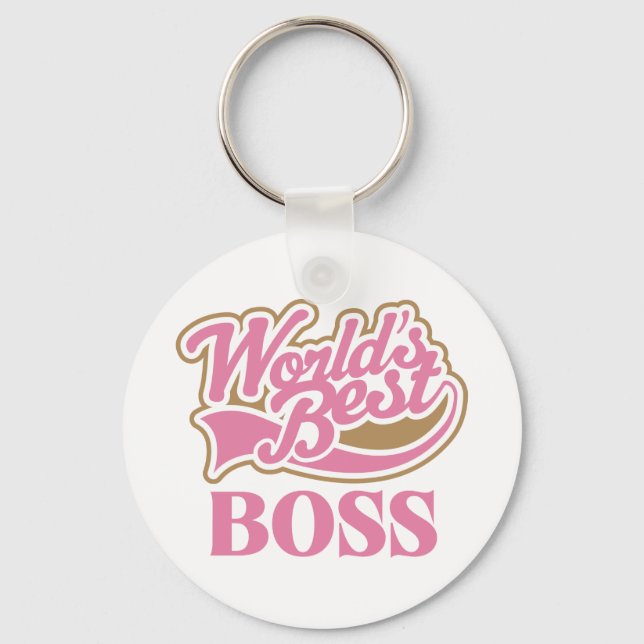 Cute Pink Worlds Best Boss Keychain (Front)