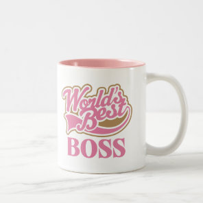 Cute Pink Worlds Best Boss Two-Tone Coffee Mug