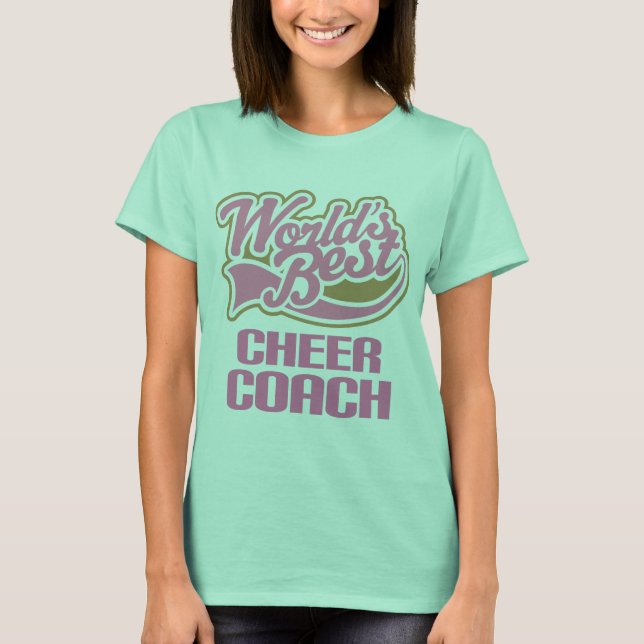 Cute Pink Worlds Best Cheer Coach T-Shirt (Front)