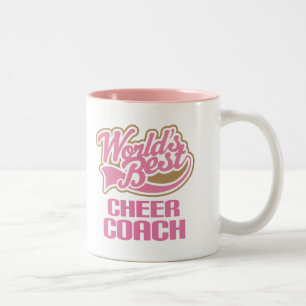 Cute Pink Worlds Best Cheer Coach Two-Tone Coffee Mug