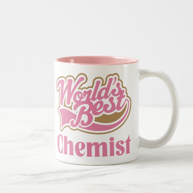 Cute Pink Worlds Best Chemist Two-Tone Coffee Mug (Right)
