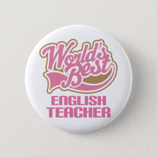 Cute Pink Worlds Best English Teacher Button