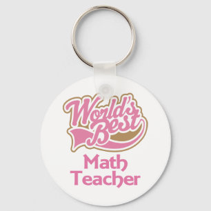 Cute Pink Worlds Best Math Teacher Keychain