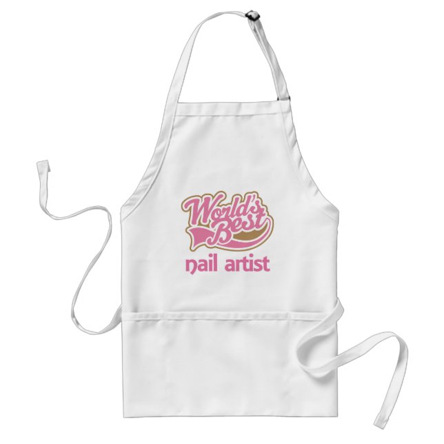 Cute Pink Worlds Best Nail Artist Adult Apron (Front)