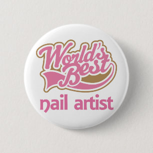 Cute Pink Worlds Best Nail Artist Pinback Button