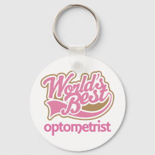 Cute Pink Worlds Best Optometrist Keychain