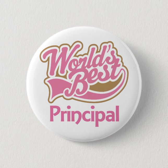 Cute Pink Worlds Best Principal Button (Front)