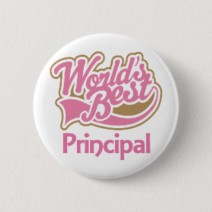 Cute Pink Worlds Best Principal Button