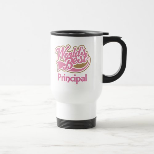 Cute Pink Worlds Best Principal Travel Mug