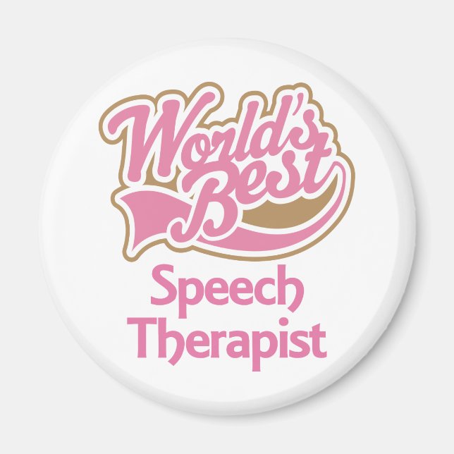 Cute Pink Worlds Best Speech Therapist Magnet (Front)