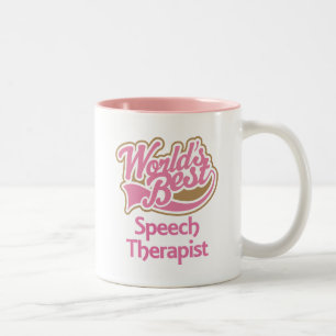 Cute Pink Worlds Best Speech Therapist Two-Tone Coffee Mug