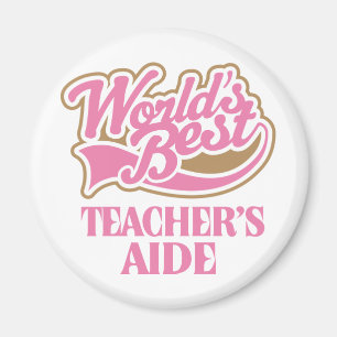 Cute Pink Worlds Best Teachers Aide Magnet