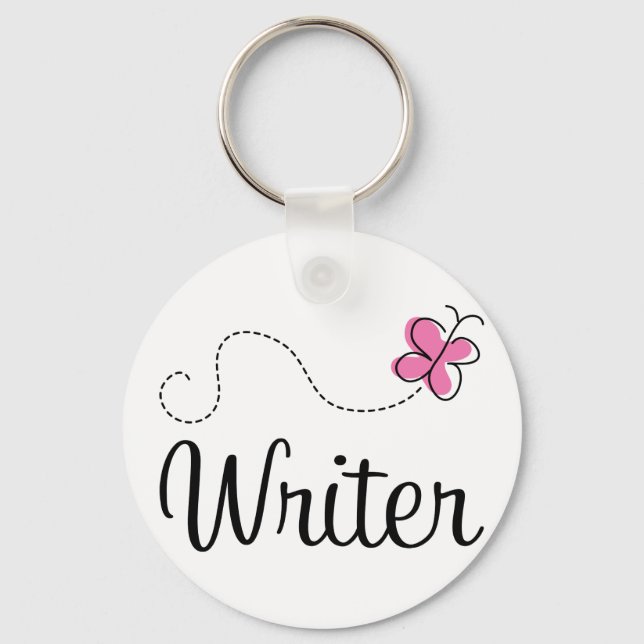 Cute Pink Writer Keychain (Front)