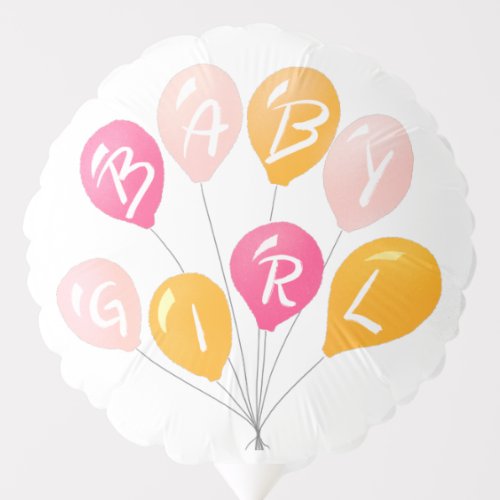 Cute Pink Yellow Balloons Baby Girl Baby Shower