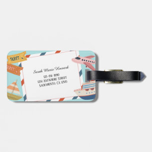 Cute Pink Yellow Blue Customizable Identification  Luggage Tag