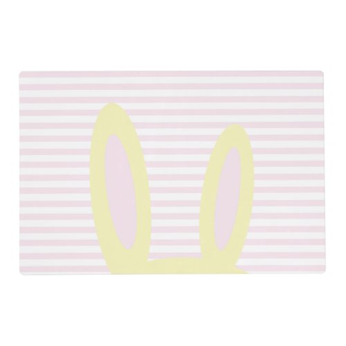 Cute Pink  Yellow Bunny Ears  Pink Striped Paper Placemat