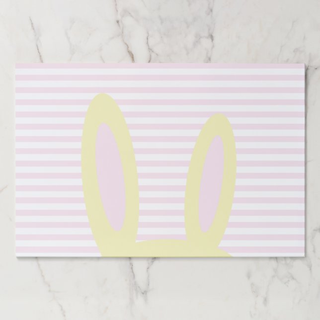 Cute Pink & Yellow Bunny Ears | Striped Placemat (Front)