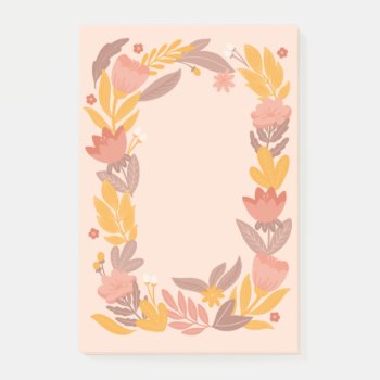 Cute Pink Yellow Garden Floral. Botanical Flowers Post-it Notes by RemioniArt at Zazzle