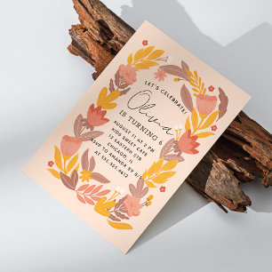 Cute pink yellow garden floral kids birthday party