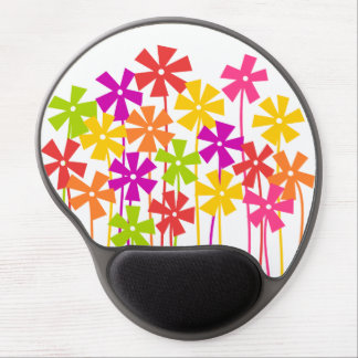 Cute pink yellow orange simple flowers drawing  gel mouse pad