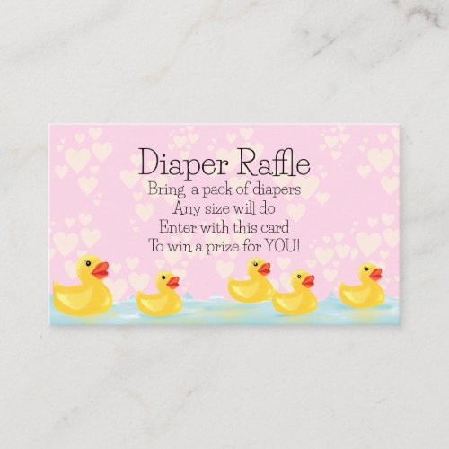 Cute Pink Yellow Rubber Duck Baby Shower Enclosure Card